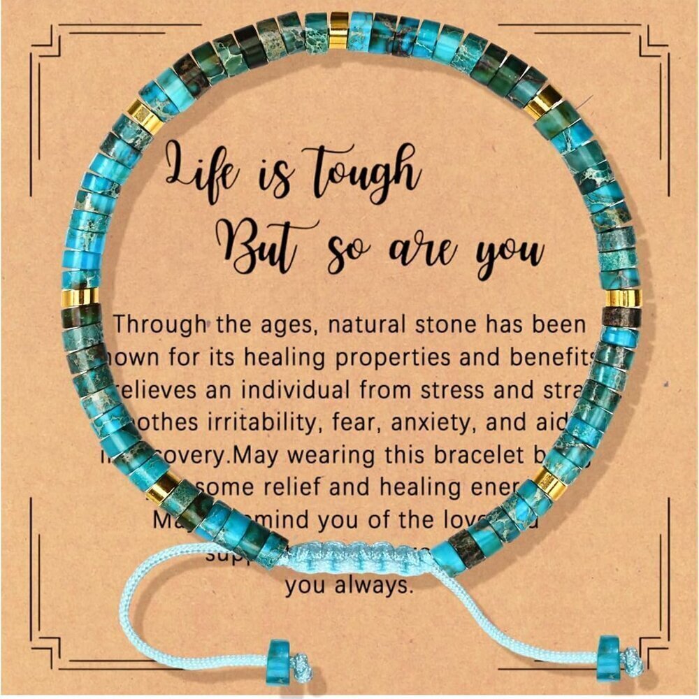 Healing Stone Bracelet for Women Natural Blue Jasper Inspirational Gift